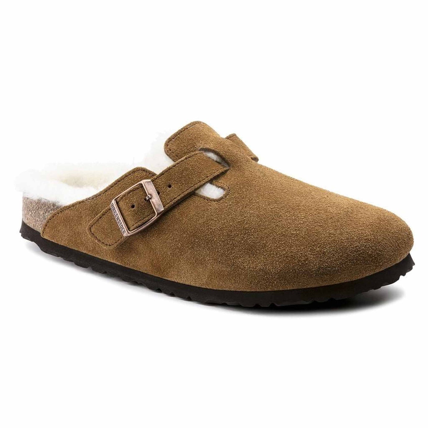 Sabot Boston Shearling Birkenstock 1001141 in camoscio marrone con pelo (35-42)