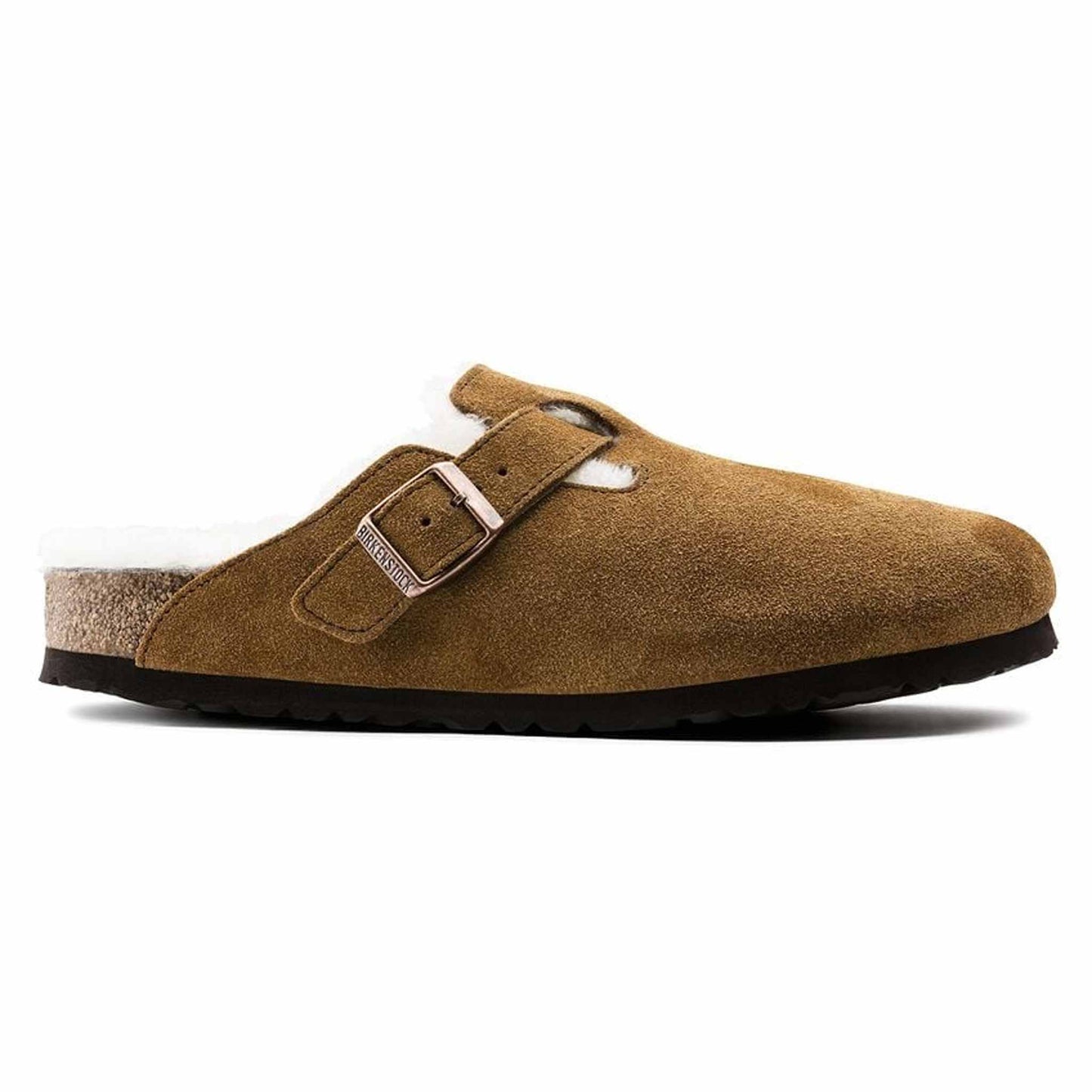 Sabot Boston Shearling Birkenstock 1001141 in camoscio marrone con pelo (35-42)