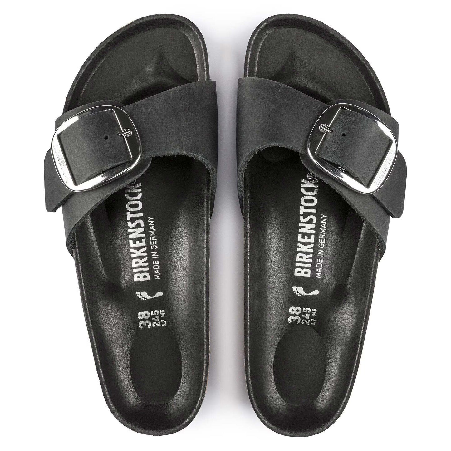 Sandali Birkenstock Madrid Big Buckle in pelle nera 1006523
