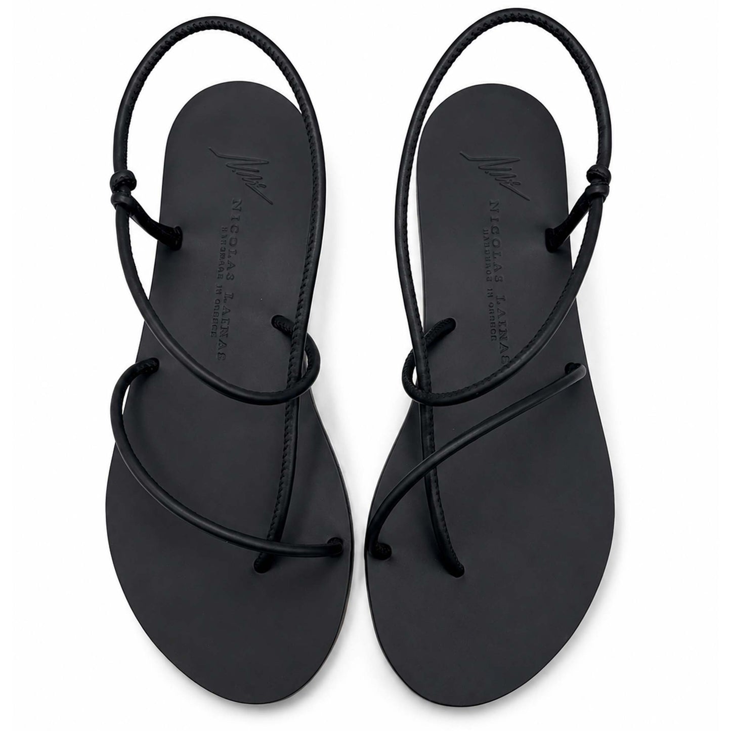 Sandali flat Nicolas Lainas 67G in Pelle Nero | Tacco Basso Comodo