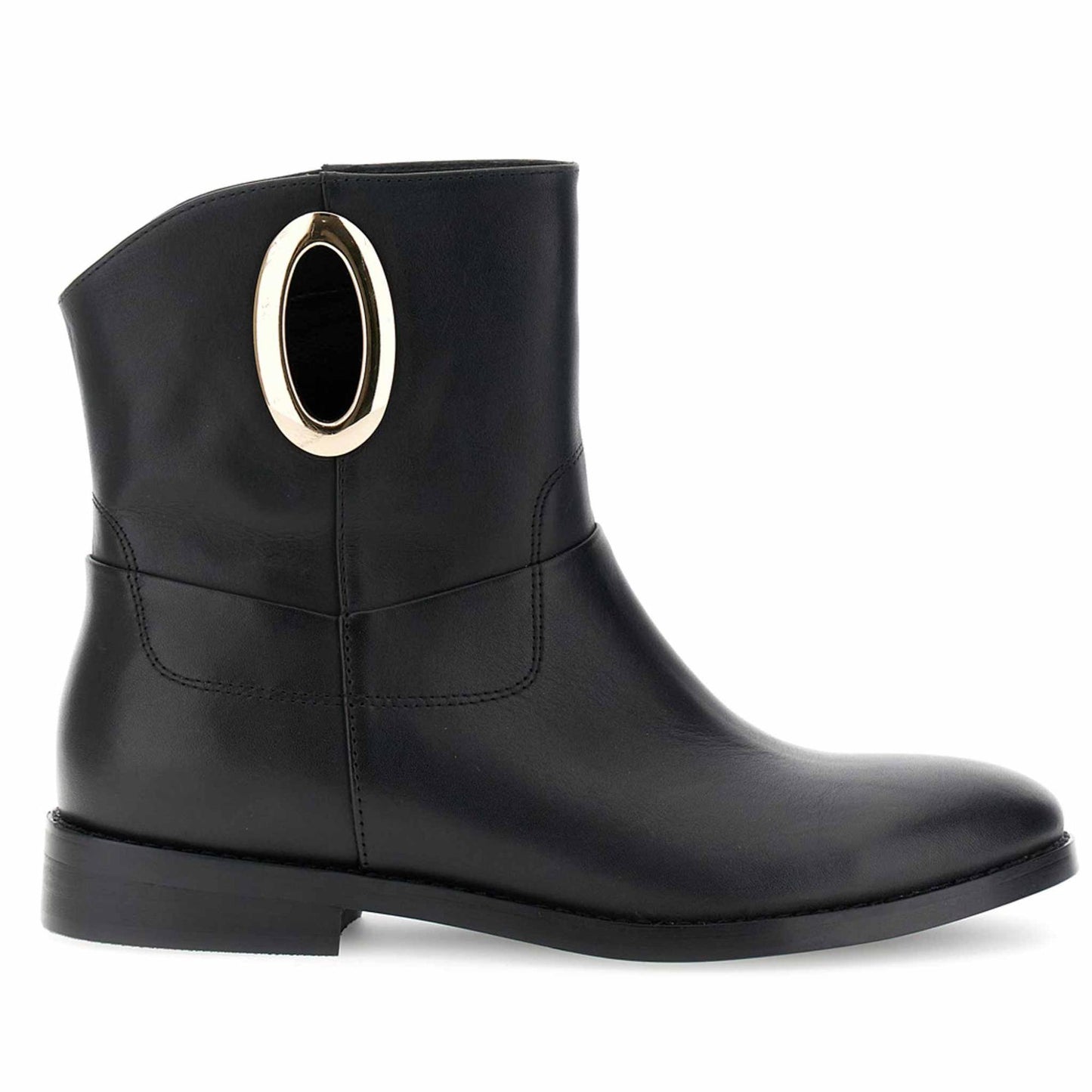 Stivaletto CafèNoir FB1500 scarpe donna in pelle con accessorio ovale nero