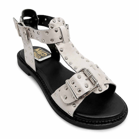 Sandalo Mad Mind 150005 donna bianco borchiato