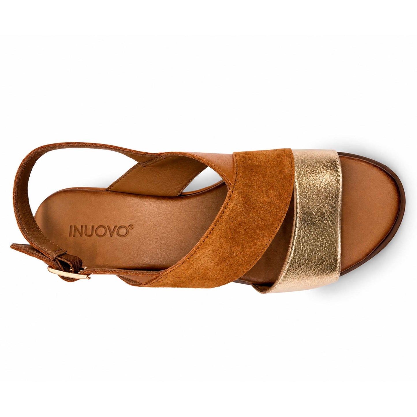 Sandali INUOVO Donna Platform Zeppa 113139 | Pelle e Camoscio Marrone