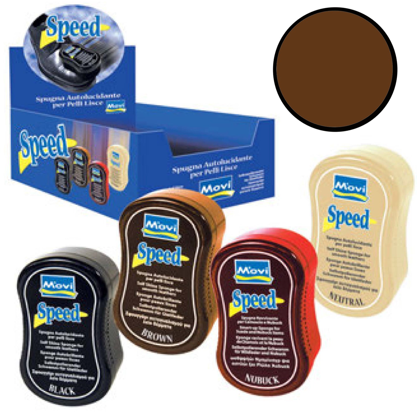 Spugna autolucidmarroneante per pelli lisce e stampate colore