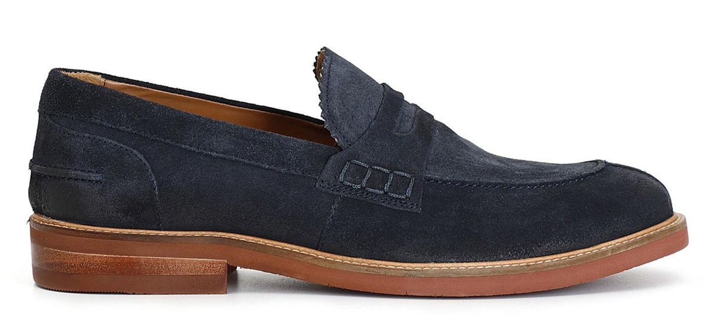 Mocassino CafèNoir RO6010 scarpe college uomo in pelle scamosciata blu