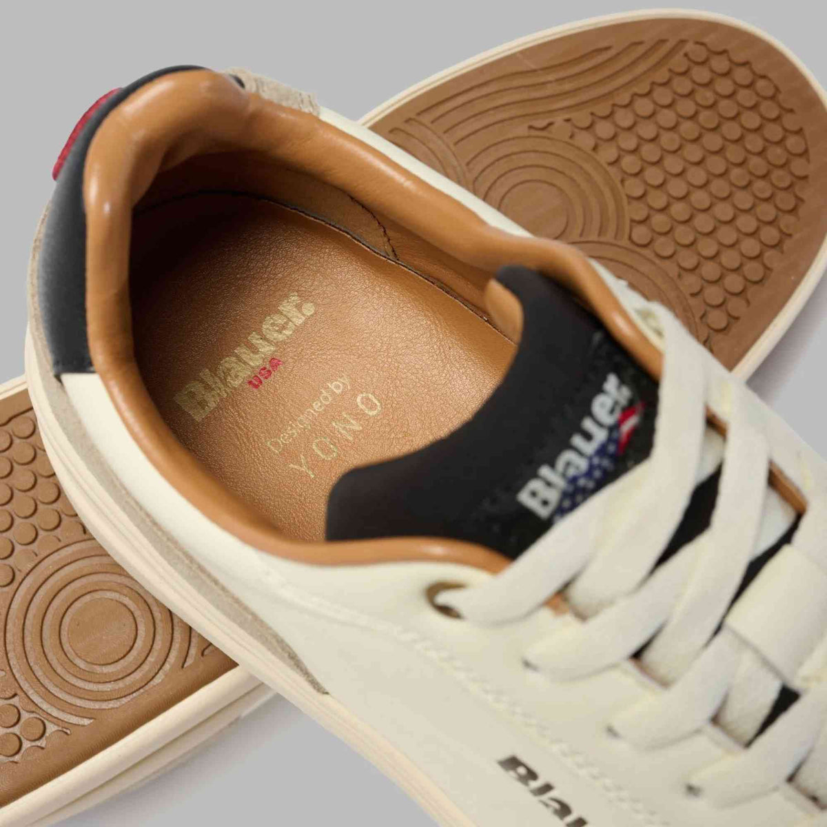 Sneaker Blauer KYOTO01 scarpe uomo pelle cream/black