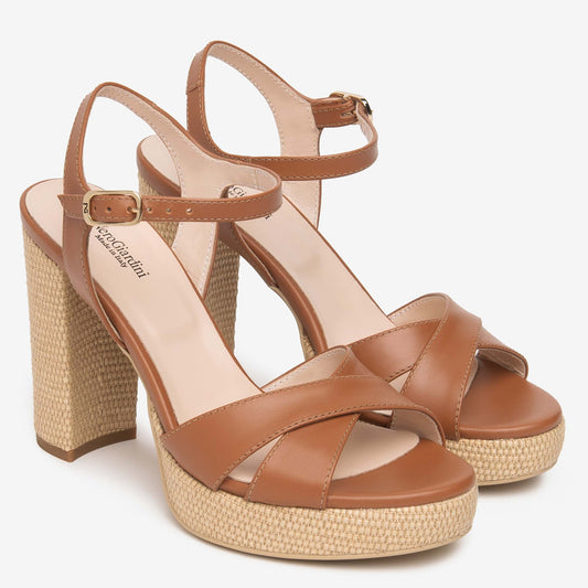 Sandali NeroGiardini Donna Tacco Alto E615810-329 Marrone | Pelle e Corda