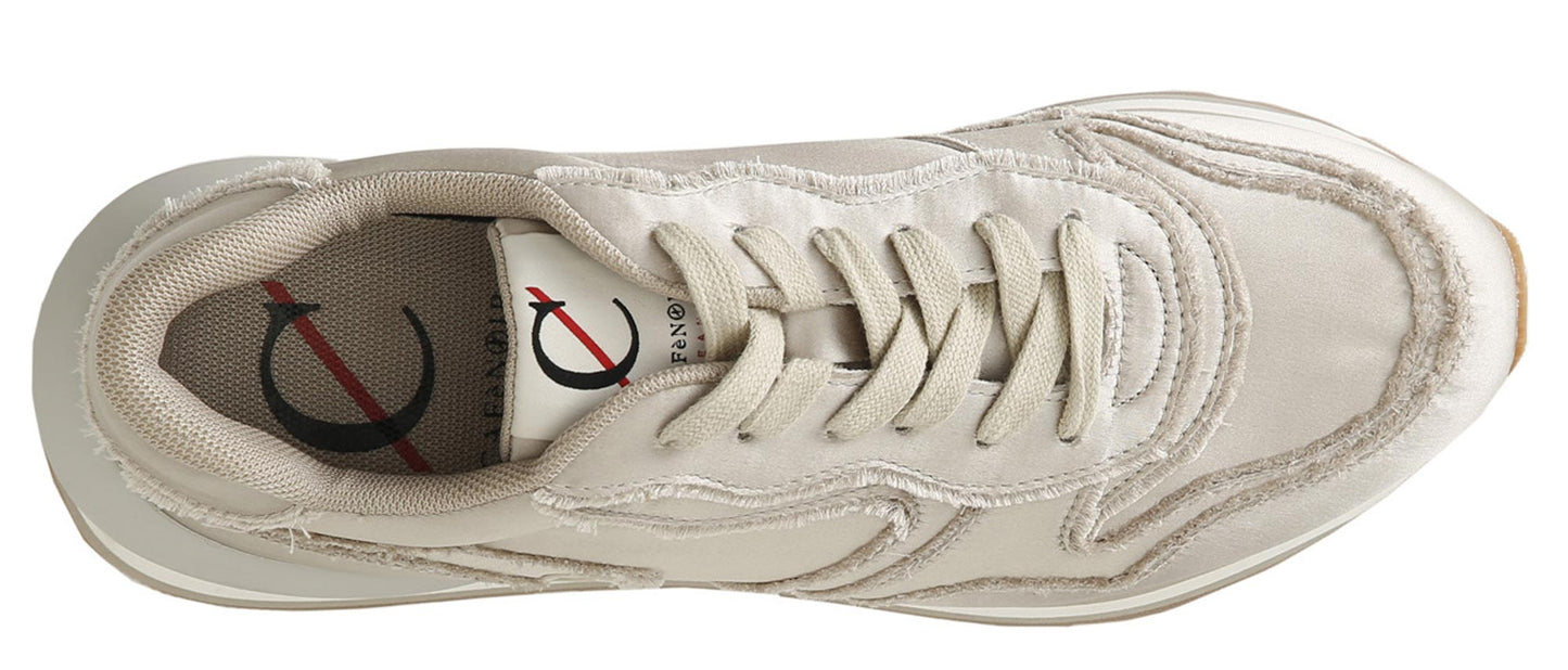 Sneaker CafèNoir DL9000 tessuto sfrangiato champagne