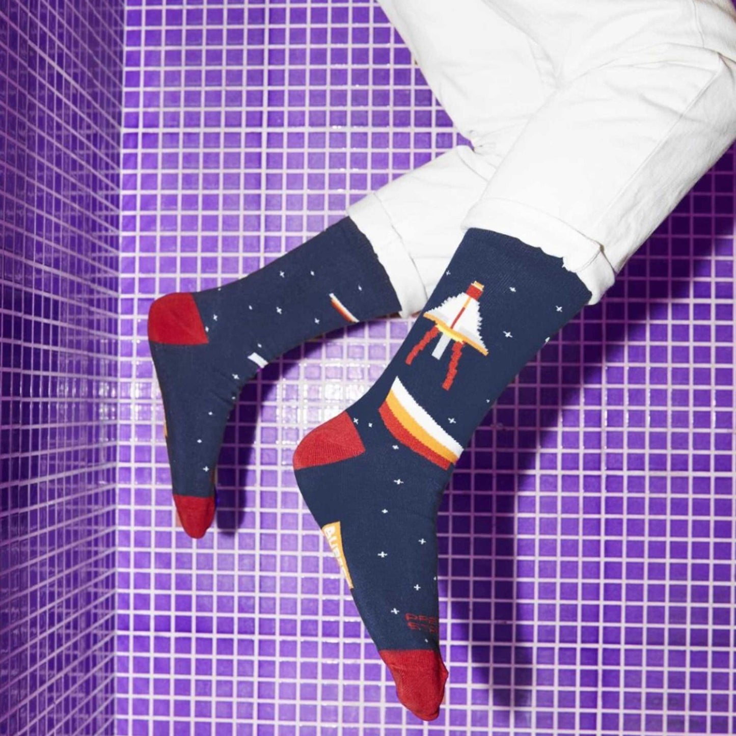 Calze Games Socks BF1006 "Rocket in the Space" Socks Burger and Fries