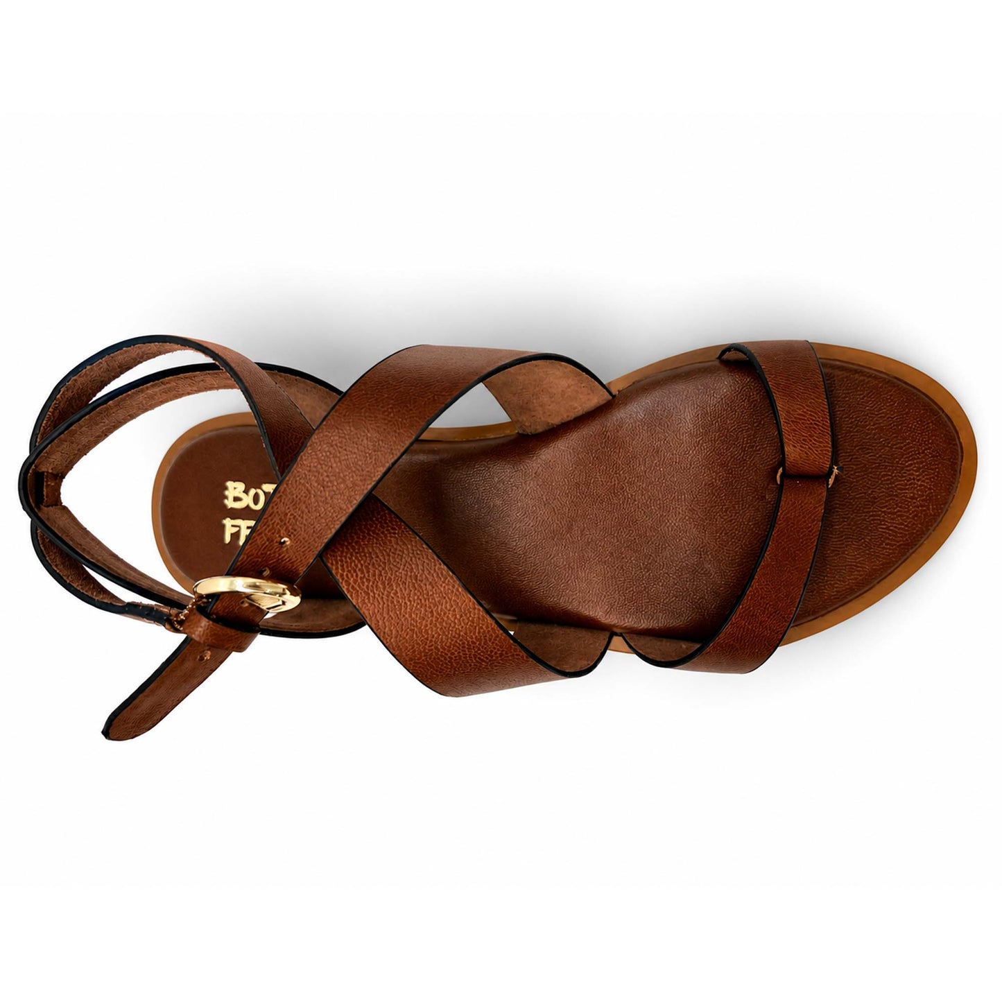 Sandali Bottega Fermana S4BI tacco flat donna | Pelle Marrone