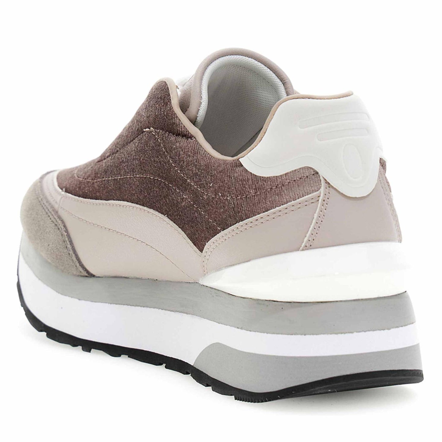 Sneakers CafèNoir DL9004 scarpe donna in velluto e pelle taupe