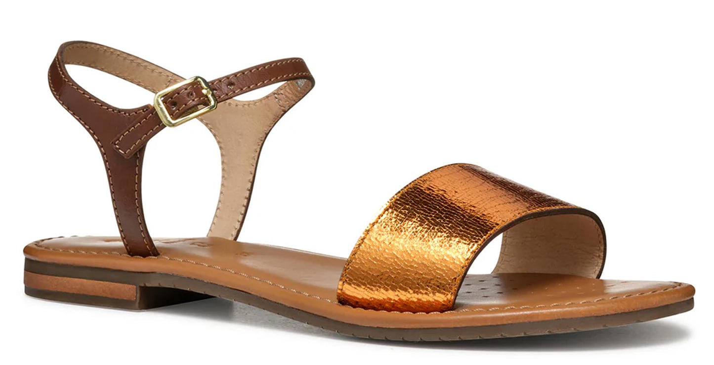 Sandali GEOX "Sozy" D55LXJ pelle laminato arancio