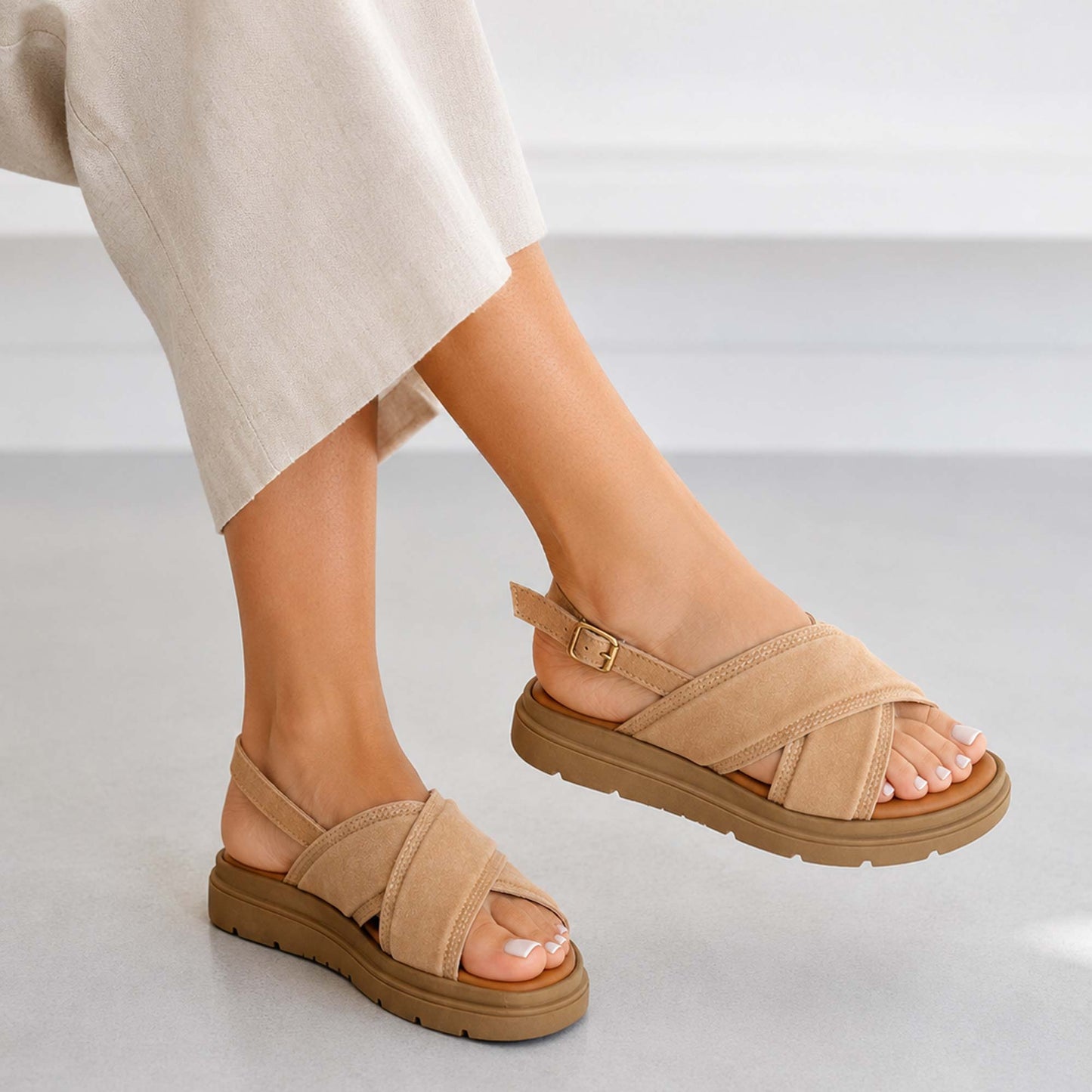 Sandali Ermans K1542 Platform donna beige