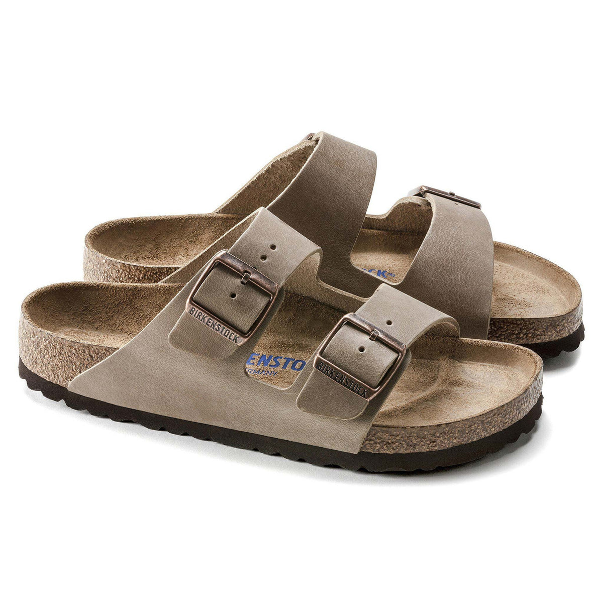 Sandali Arizona Soft Birkenstock Unisex pelle Tabacco, Calzata Stretta 0552813