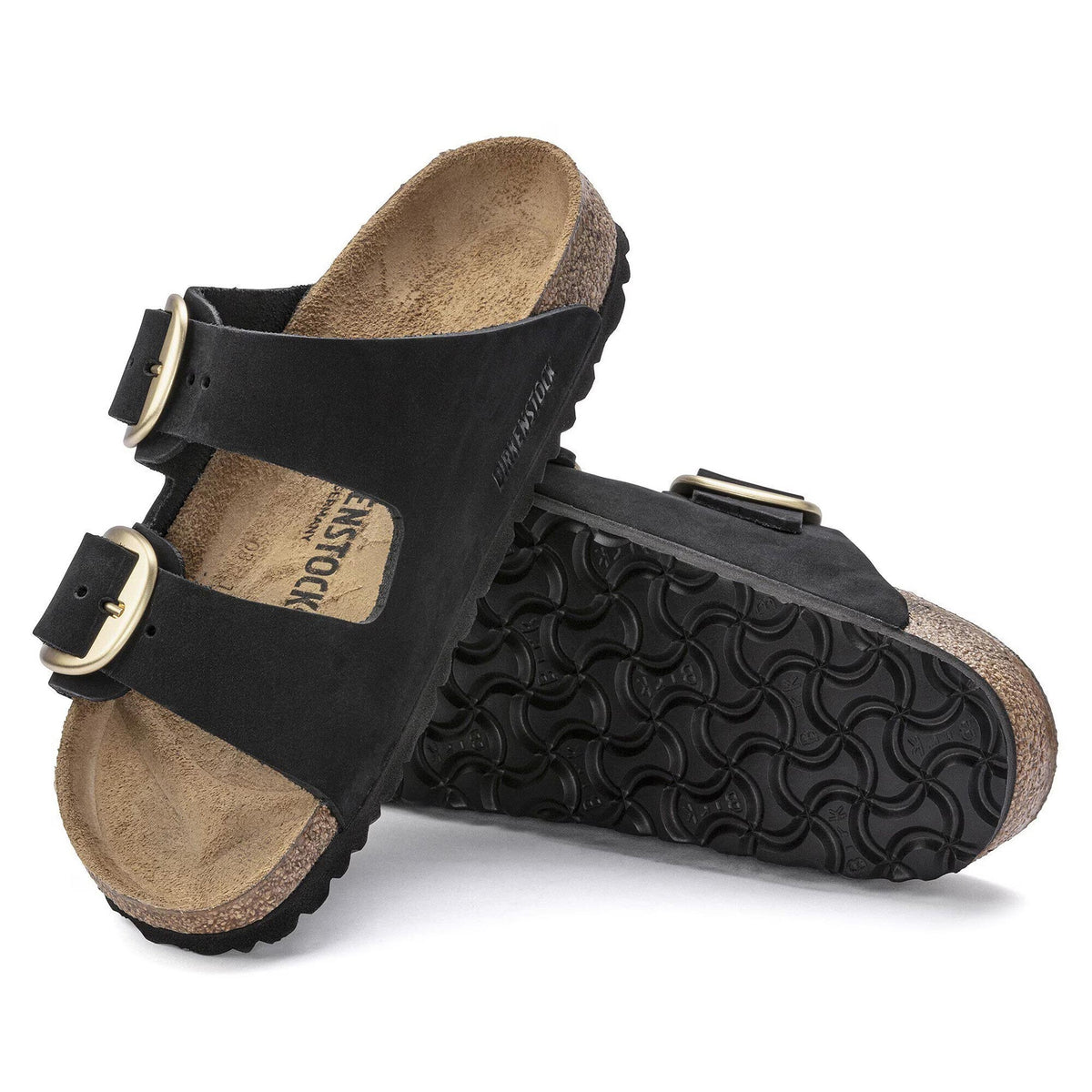 Sandali Arizona Big Buckle Birkenstock Donna in nubuck nero, Calzata Stretta 1023290