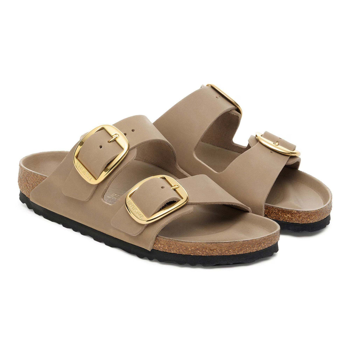 Sandali Arizona Donna Big Buckle Birkenstock Nubuck Tabacco, Calzata Stretta 1030395