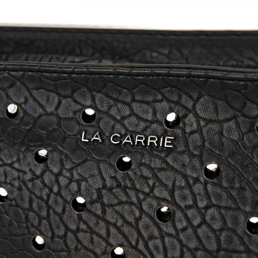 La Carrie Downtown nera dettaglio borchie e logo frontale