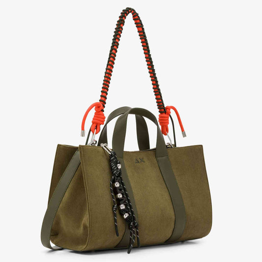 Midi Bag SUN68 verde militare Y46222_74 con manici e charm