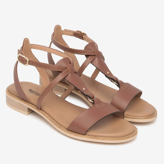 Sandali Nero Giardini Donna Tacco Basso in Pelle Marrone | E615895D-400