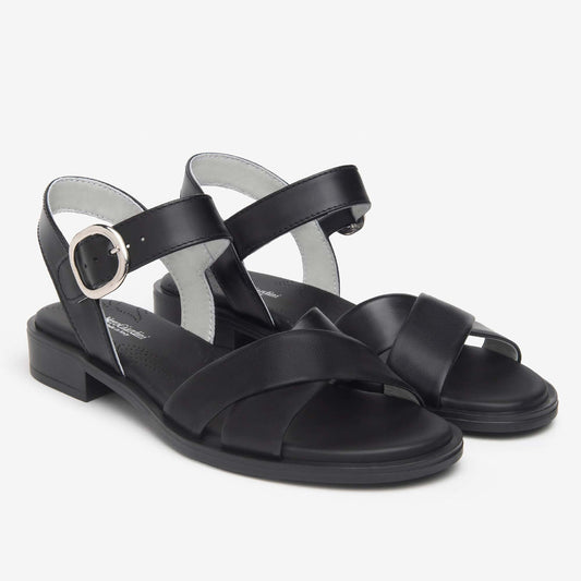 Sandali Nero Giardini Donna Tacco Basso in Pelle Nera | E513400D-100