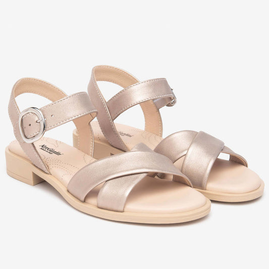 Sandali Nero Giardini Donna Tacco Basso in Pelle Oro | E513401D-3401