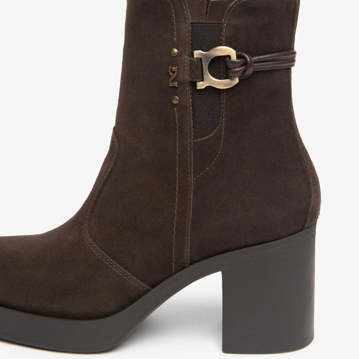 Stivaletti NeroGiardini donna I617930D-300 in camoscio testa di moro, tacco 7,5 cm — foto 3