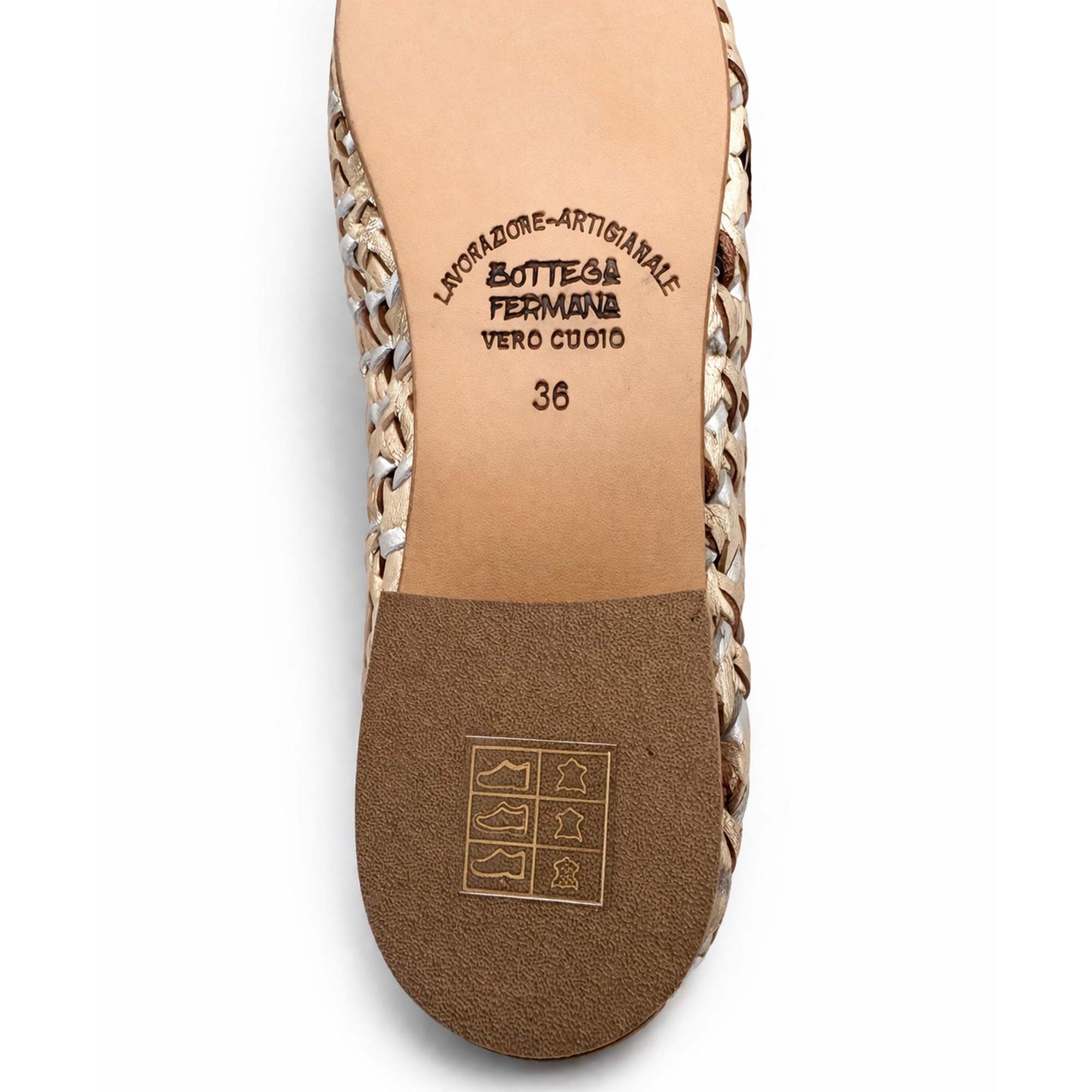 Mocassini Bottega Fermana Donna Oro M26104 | Pelle Intrecciate e Nappine