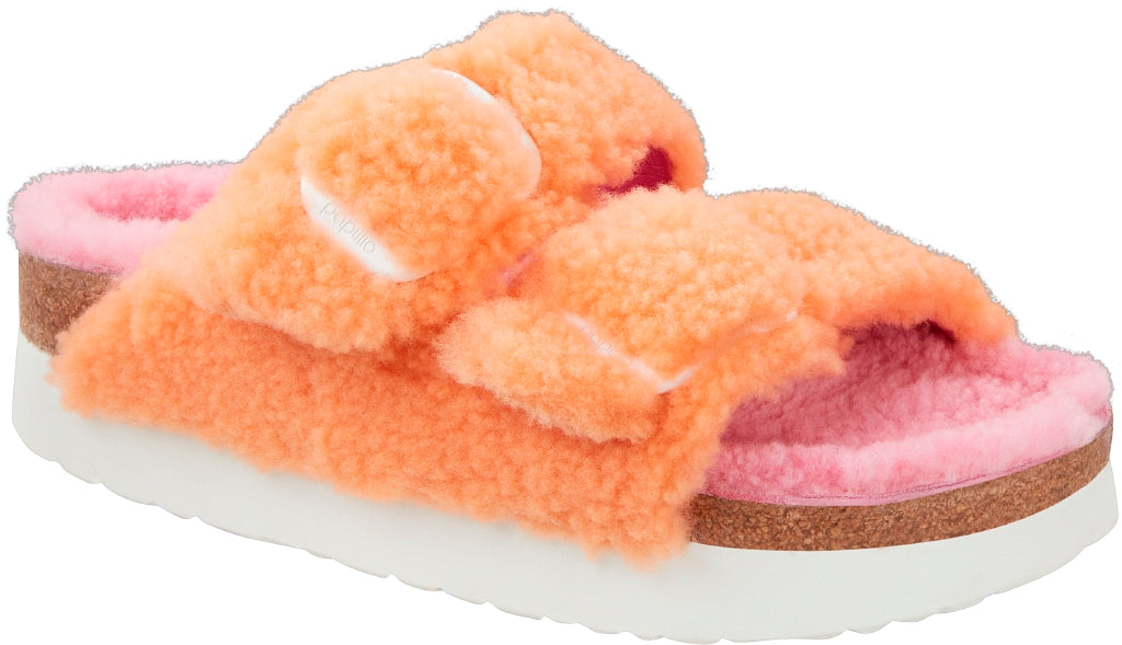 Sandali Arizona Plateau Big Buckle Teddy papaya/rosa Papillio by Birkenstock 1025276