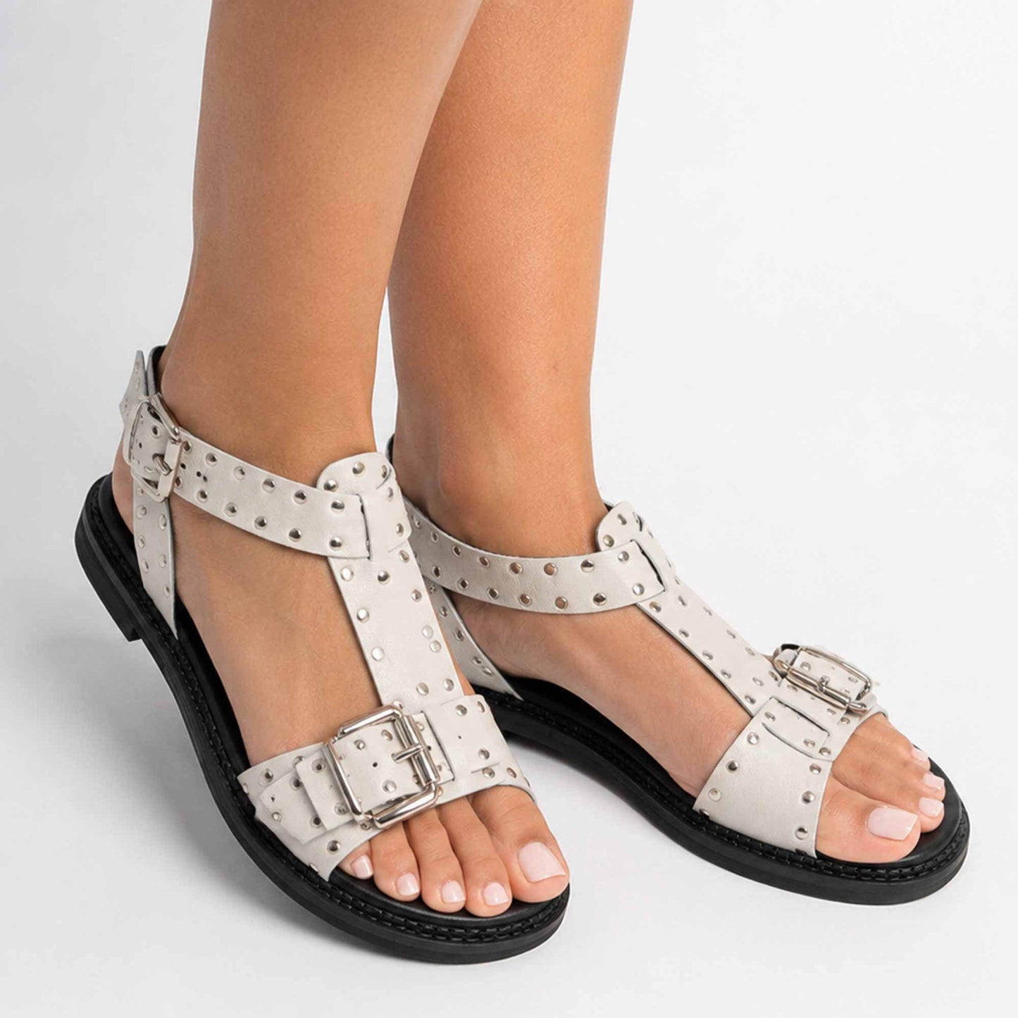 Sandalo Mad Mind 150005 donna bianco borchiato