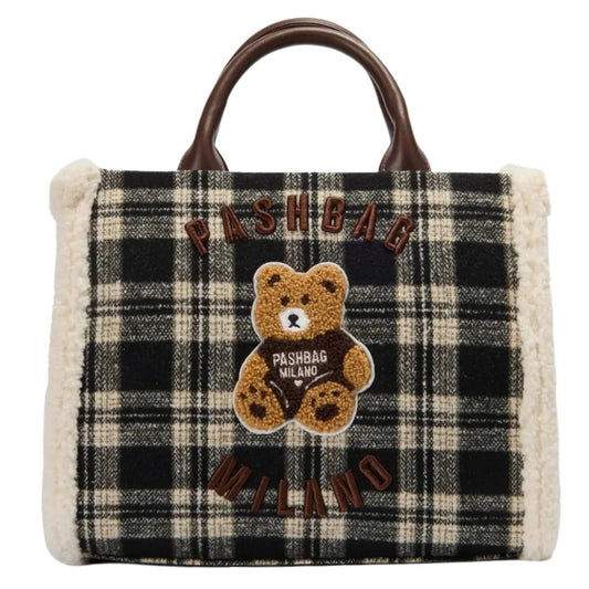 Borsa a mano Marge in lana 20158 con orsetto in teddy