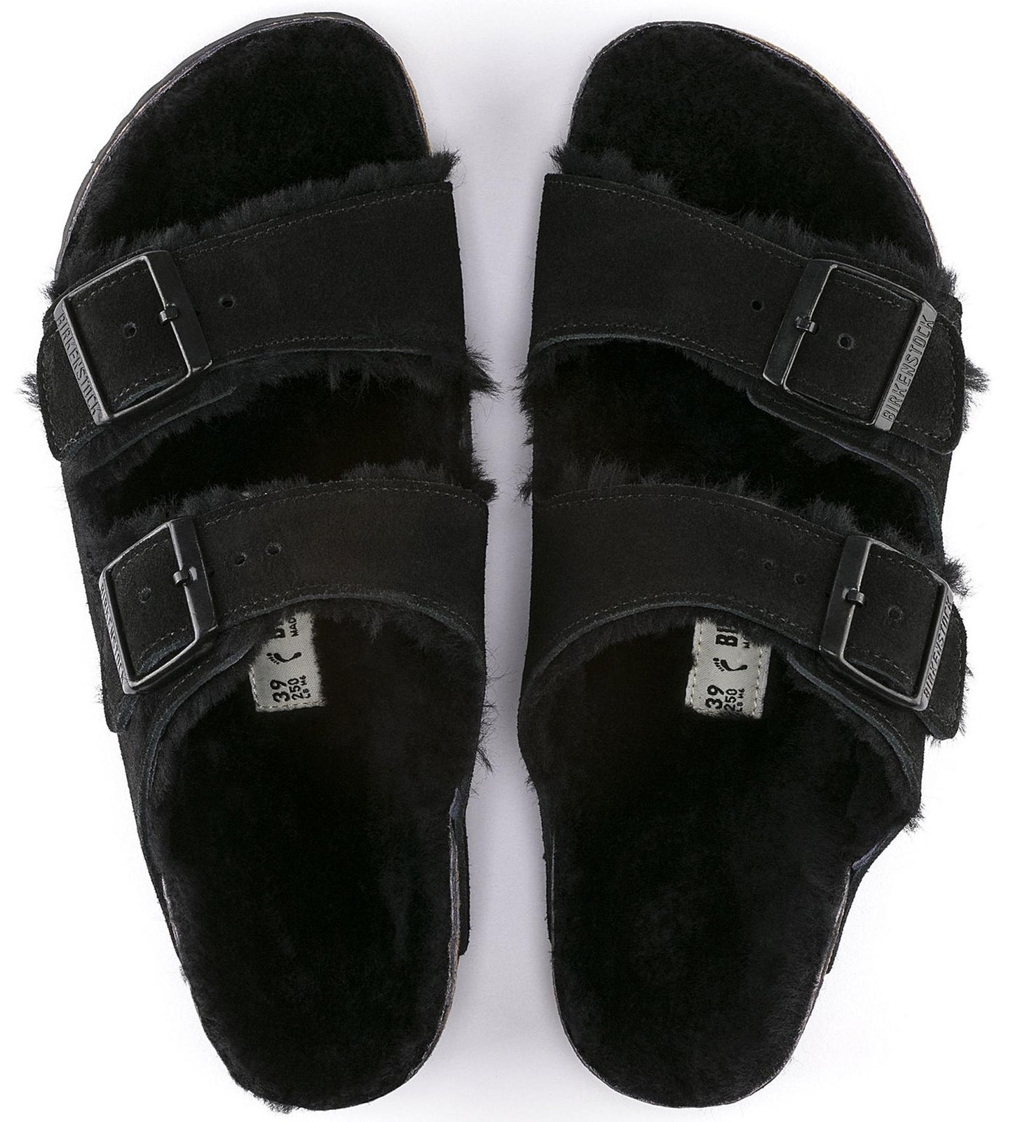 Sandali Arizona Shearling Birkenstock 0752663 in camoscio nero (35-43)