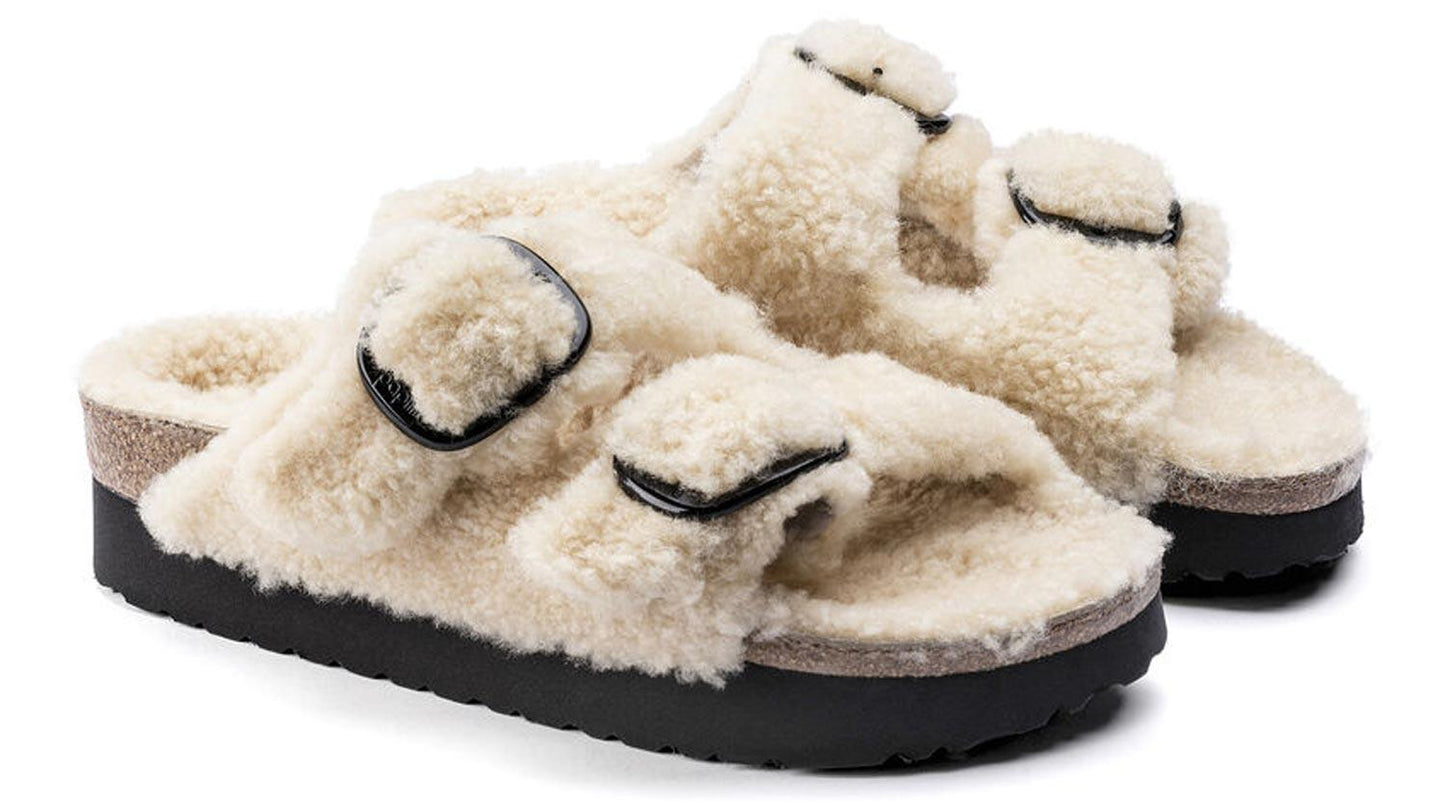 Sandali Arizona Plateau Big Buckle Teddy Beige Papillio by Birkenstock 1017642