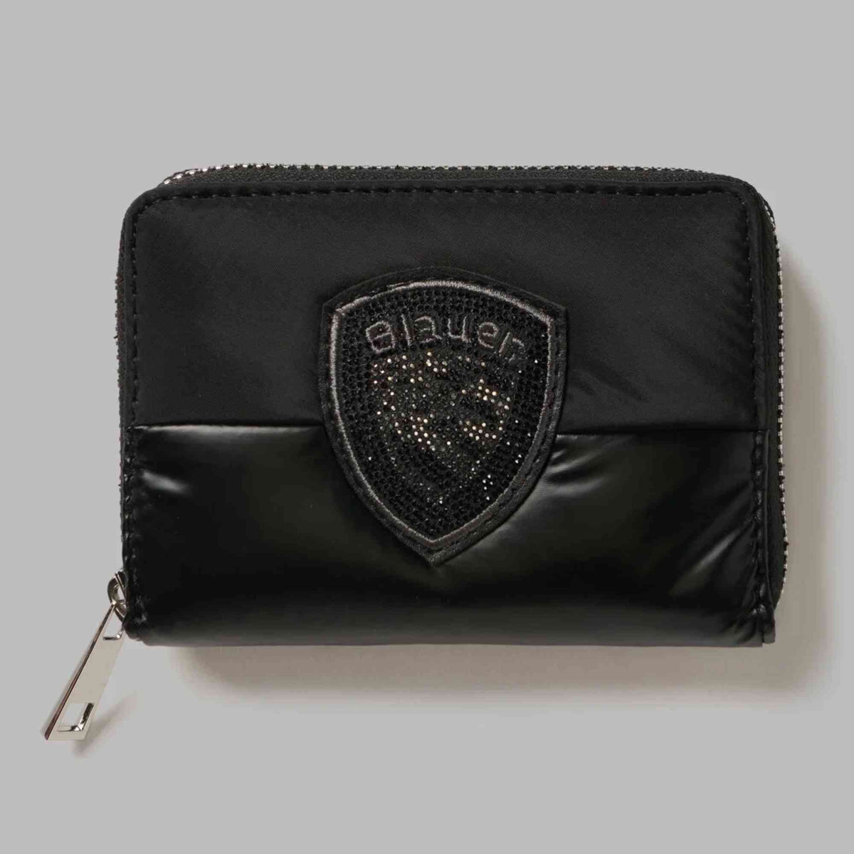 Portafoglio Blauer PALM03 donna nero in nylon imbottito con scudetto strass – fotografia 1 di 3