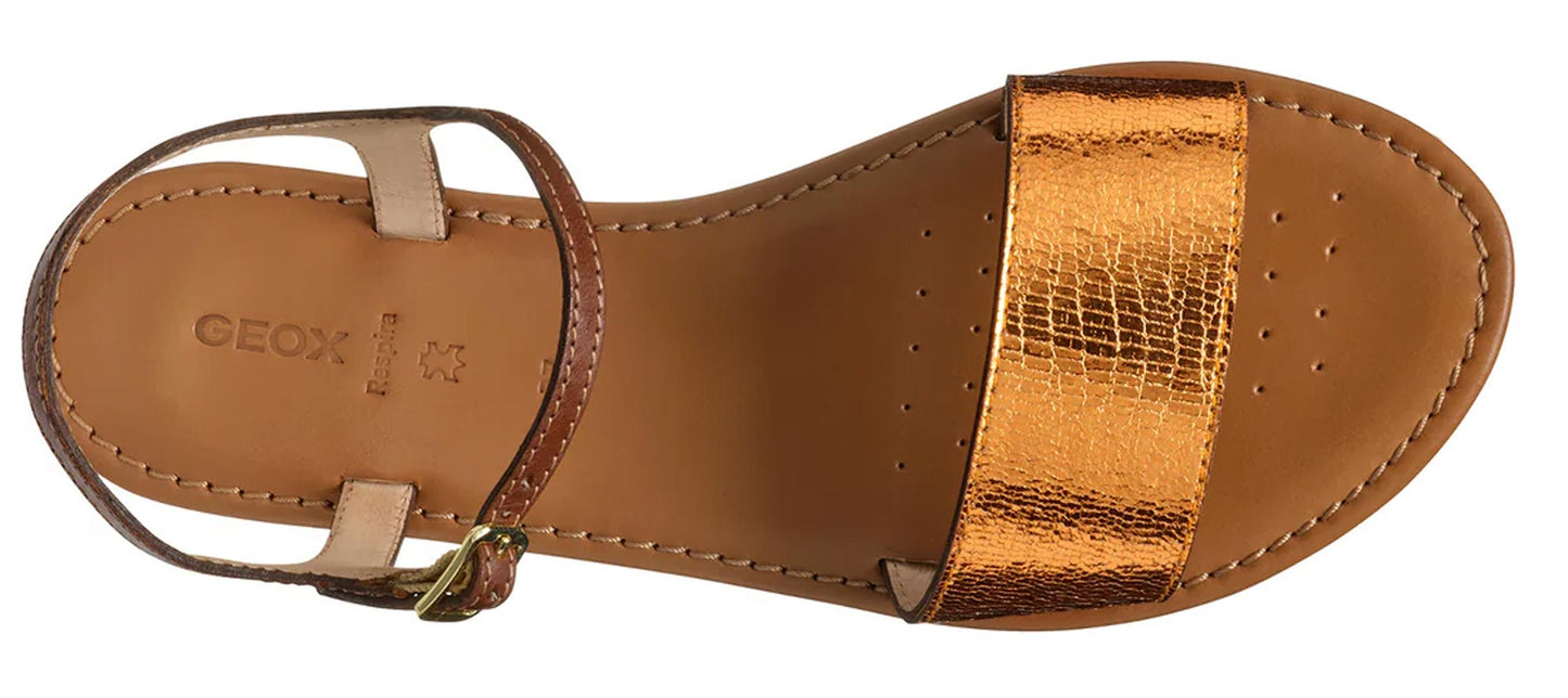 Sandali GEOX "Sozy" D55LXJ pelle laminato arancio