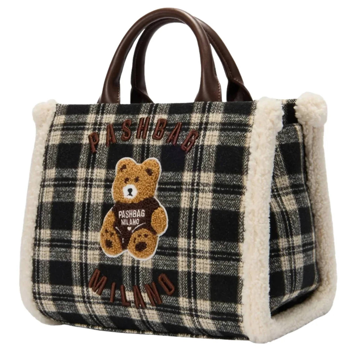 Borsa a mano Marge in lana 20158 con orsetto in teddy