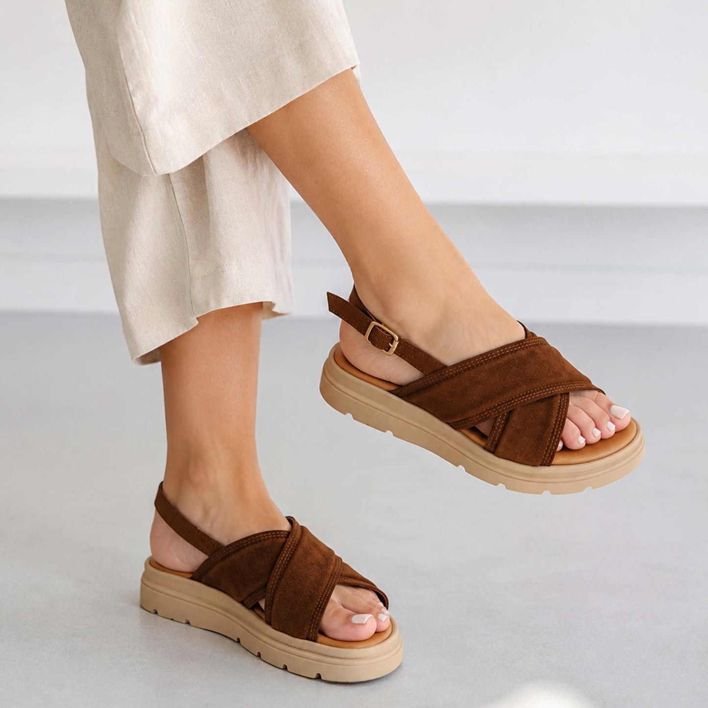 Sandali Ermans K1542 Platform donna marrone