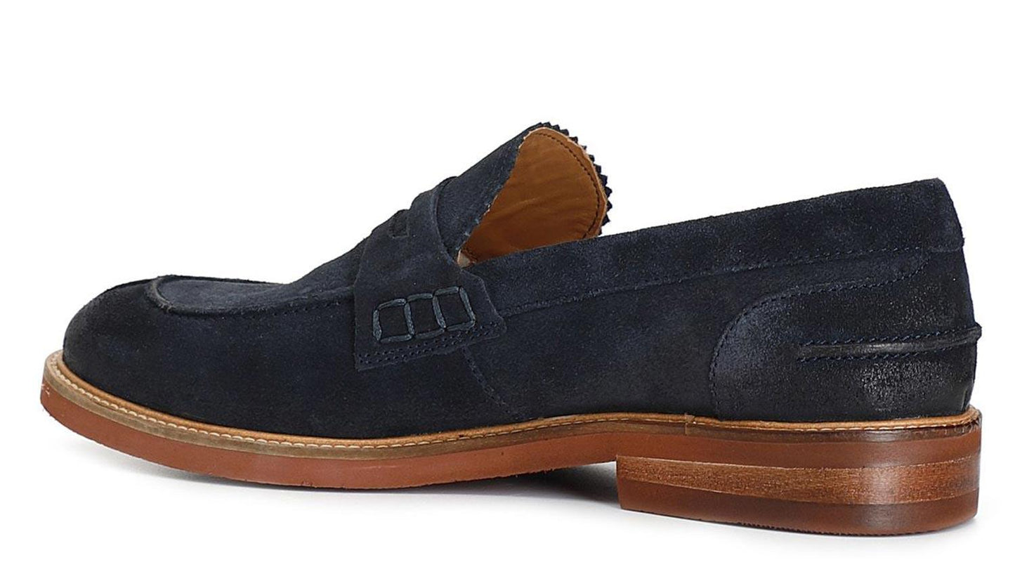 Mocassino CafèNoir RO6010 scarpe college uomo in pelle scamosciata blu