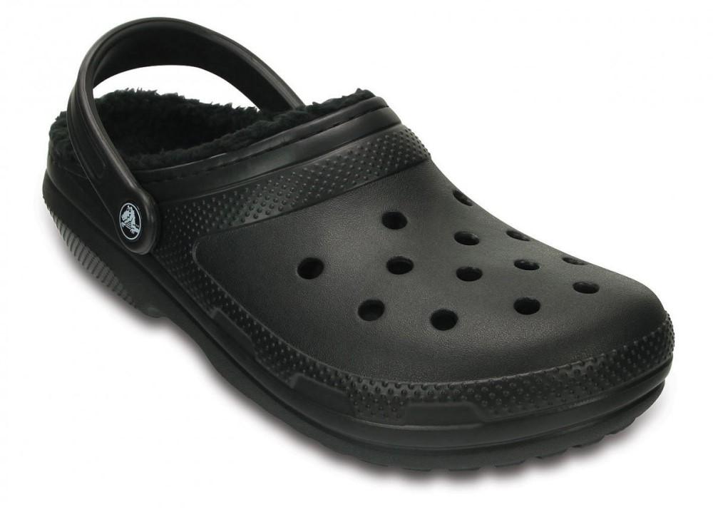 Sabot Classic Lined Glog Crocs nero pelliccia ecologica 203591