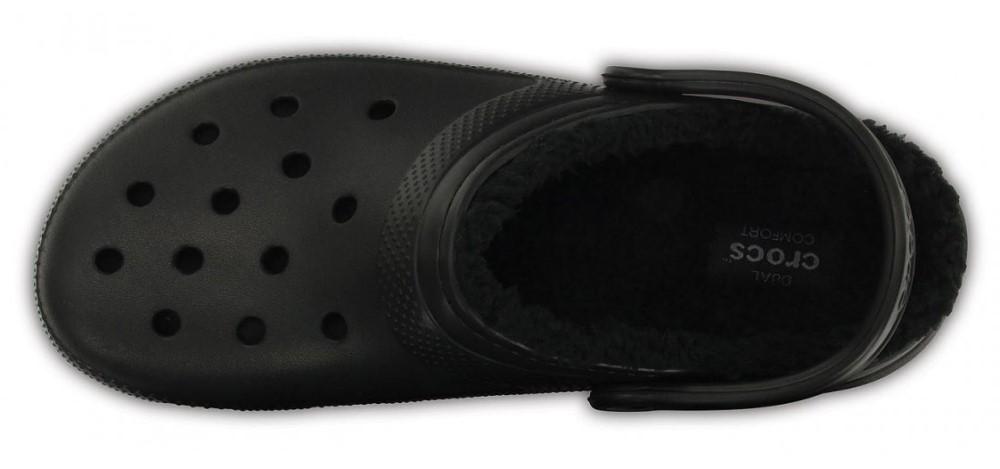 Sabot Classic Lined Glog Crocs nero pelliccia ecologica 203591