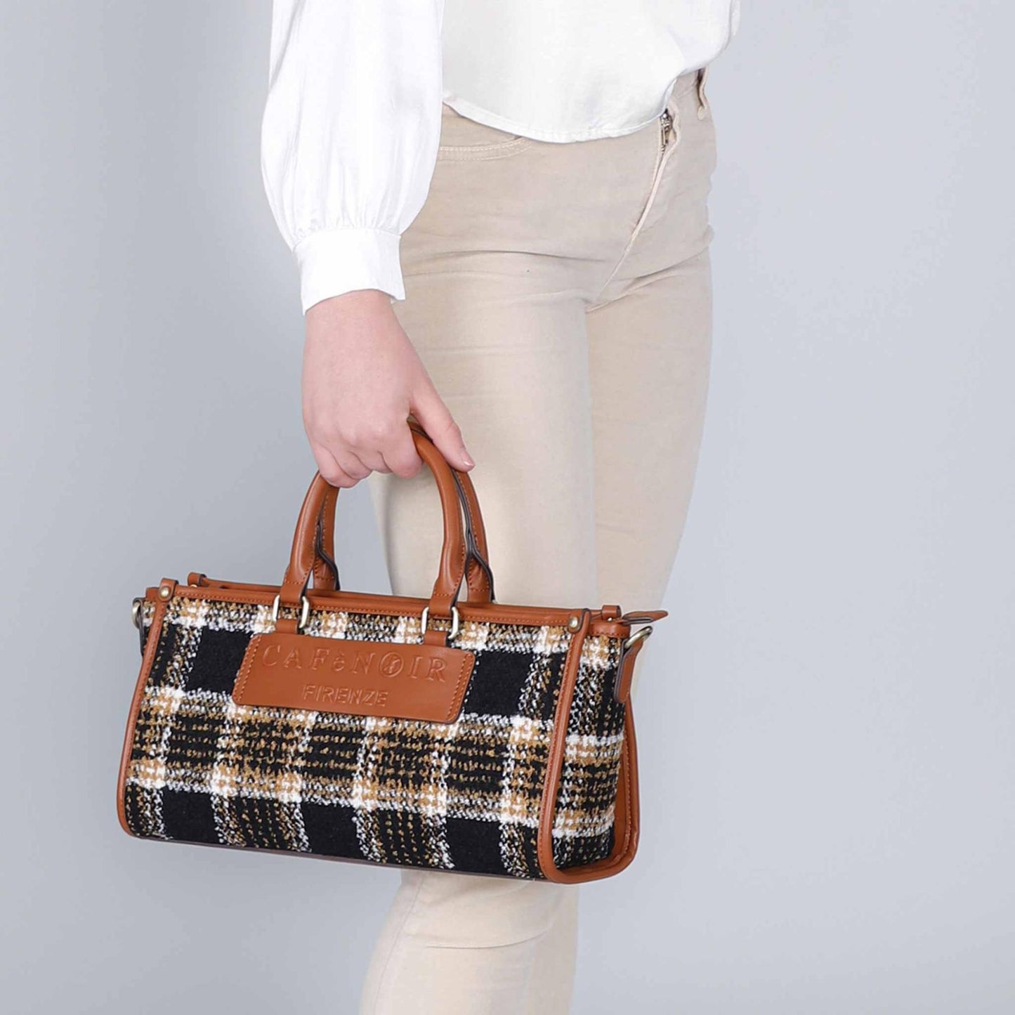 Minibag CafèNoir NQ0926 in tessuto tartan