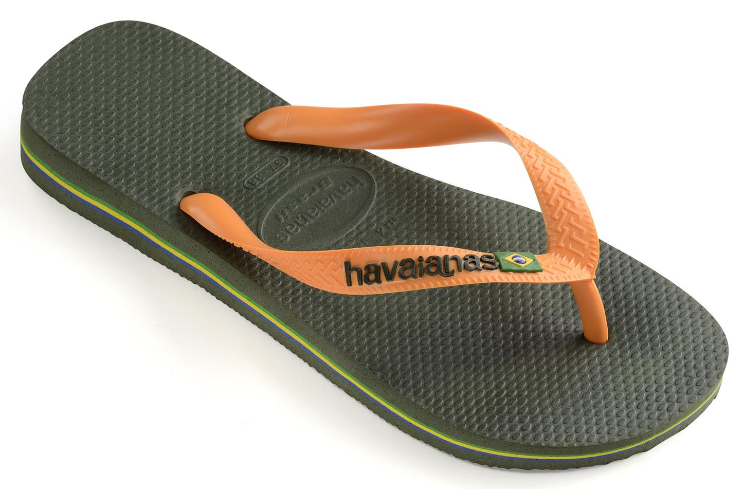 Infradito Havaianas Brasil Logo Verde Olive/Vibrant Orange kids 41108507670
