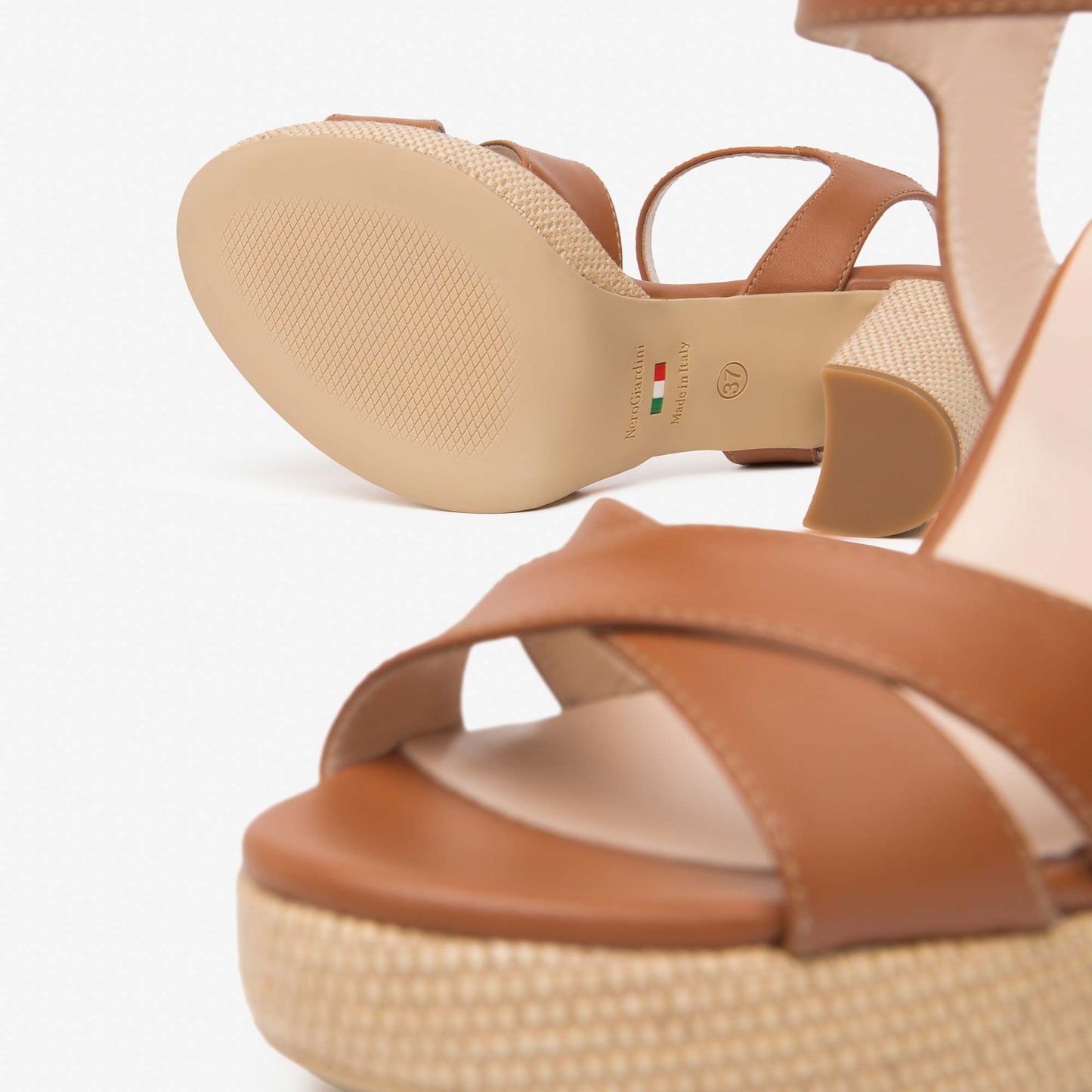 Sandali NeroGiardini Donna Tacco Alto E615810-329 Marrone | Pelle e Corda
