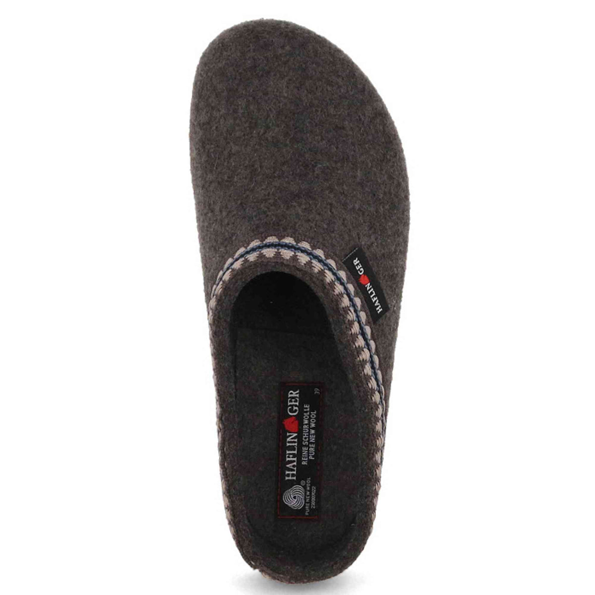 Pantofole Haflinger Grizzly Lucky grigio grafite in feltro di lana, fotografia prodotto 4