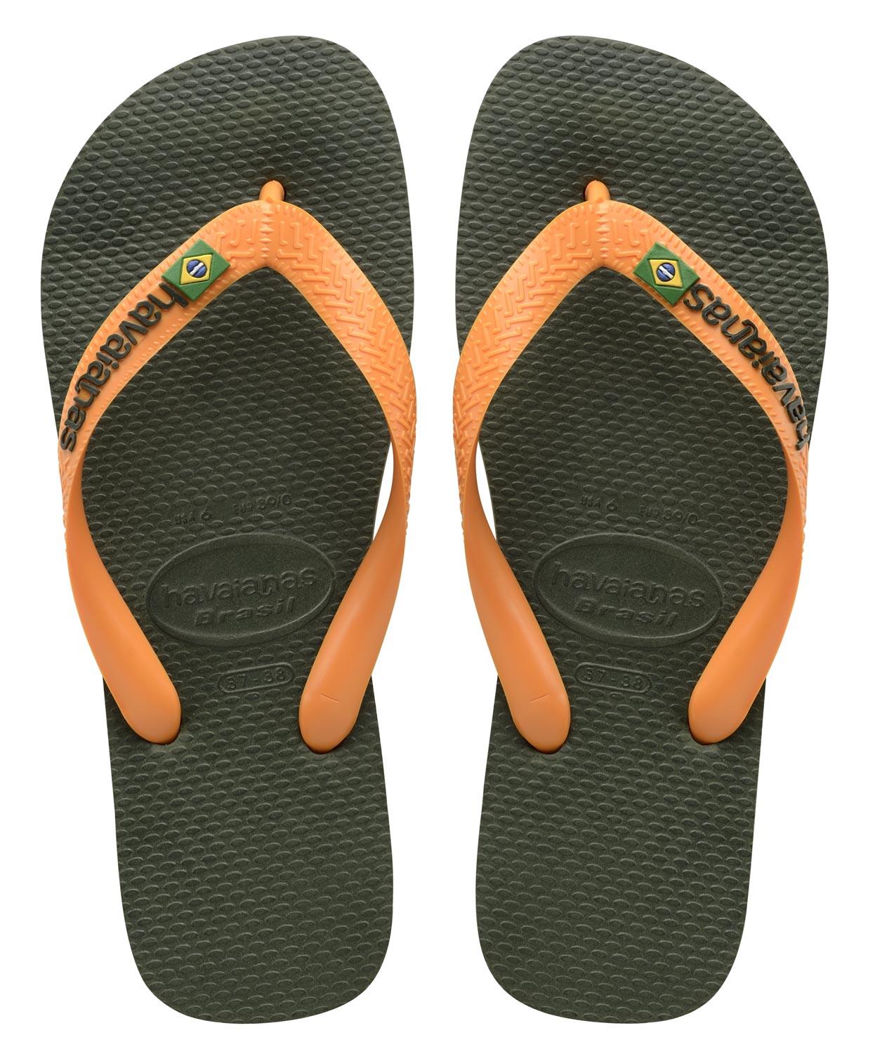 Infradito Havaianas Brasil Logo Verde Olive/Vibrant Orange kids 41108507670
