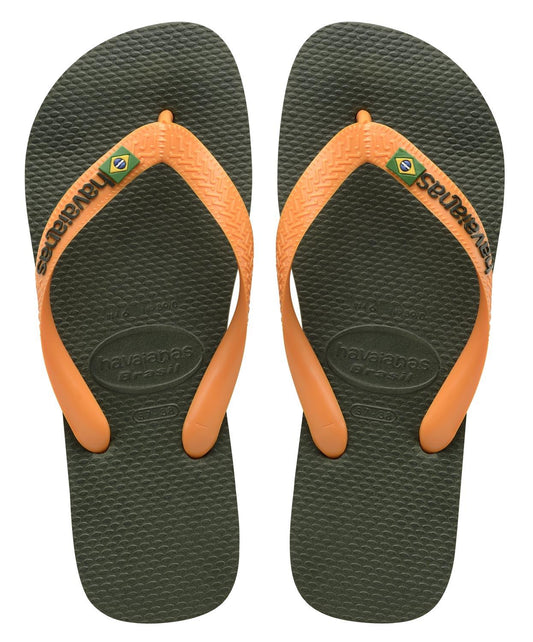Infradito Havaianas Brasil Logo Verde Olive/Vibrant Orange kids 41108507670