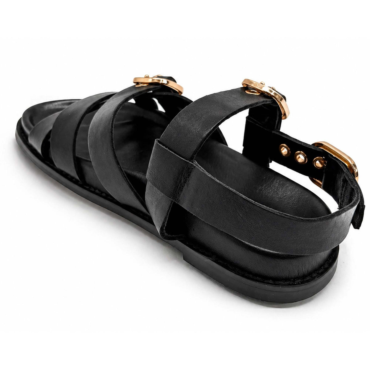 Sandali INUOVO D51006 Donna con Fibbe alla Schiava, Pelle Nero