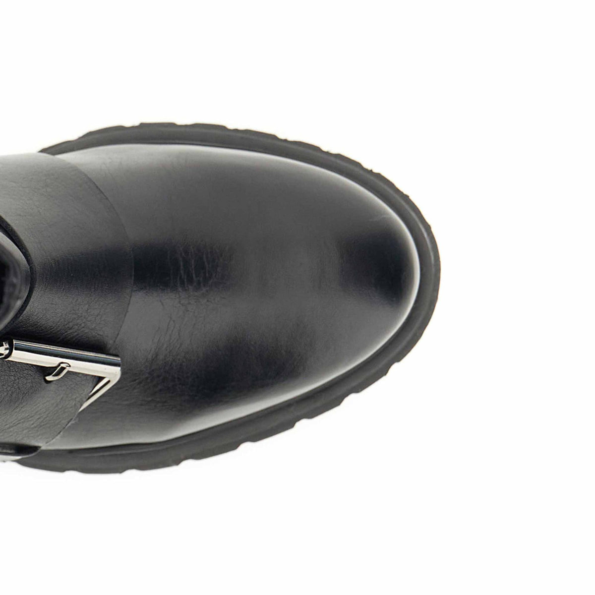 Stivali donna CafèNoir FD1004 in pelle nera con maxi fibbie decorative - immagine 4