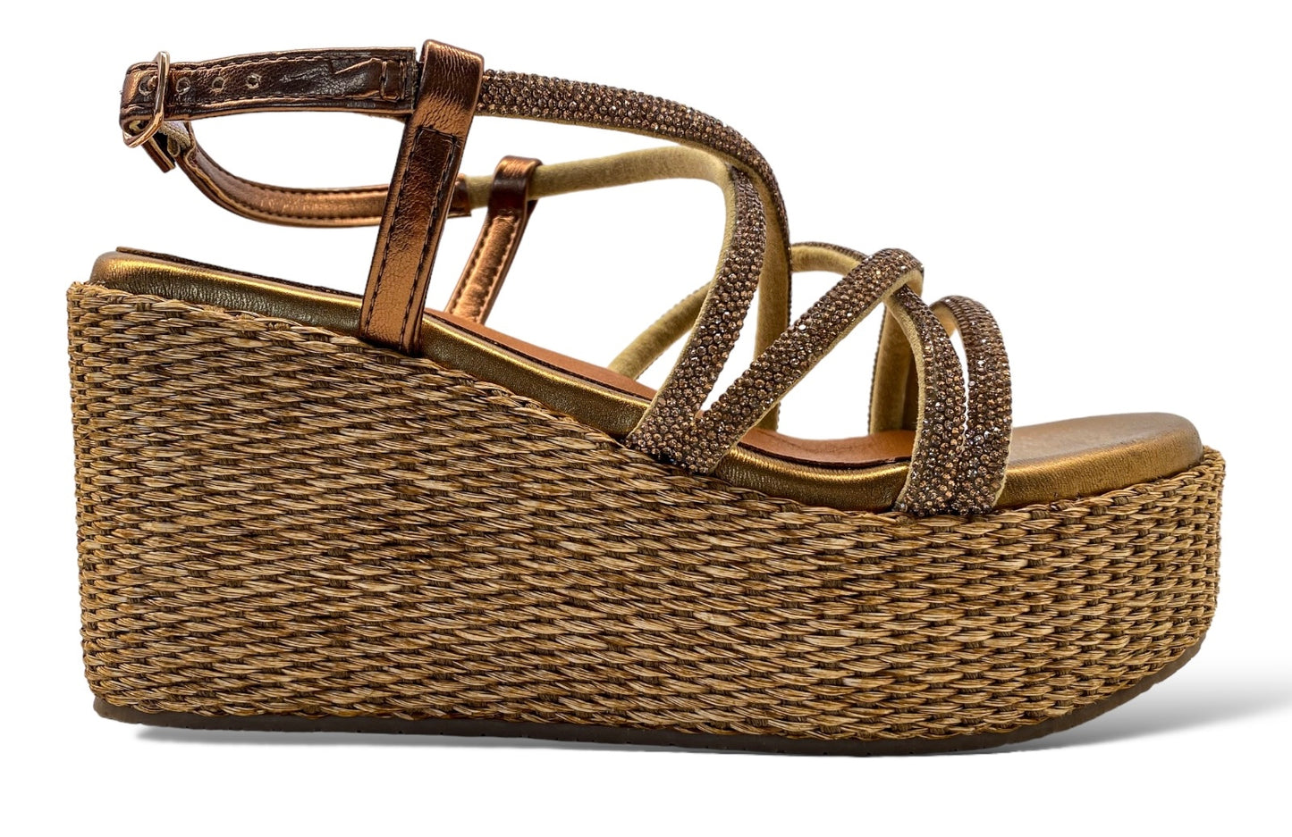 Sandali CafèNoir HN9003 scarpe donna ambrea incrocio in strass