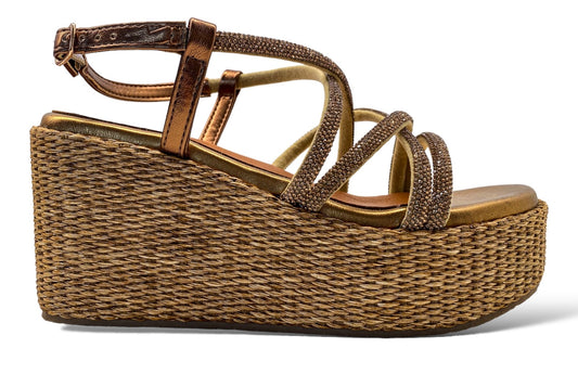 Sandali CafèNoir HN9003 scarpe donna ambrea incrocio in strass