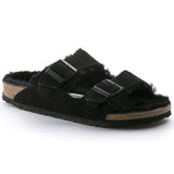 Sandali Arizona Shearling Birkenstock 0752663 in camoscio nero
